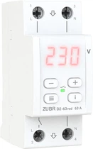 Реле напруги ZUBR D2-63 red, 1ф, 63А, 2мод, вольтметр, мін. напр., макс. напр, термозахист (D2-63 red)