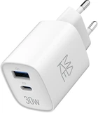 Зарядний пристрій мережевий Make 30W GaN3 Type-C PD3.0 + USB QC4.0 White (MCW-3021GWH)