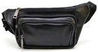 Кожаная поясная сумка TARWA черная 29×14×5 см мужская спортивная на молнии 56209