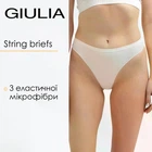 Трусики стринги женские бесшовные Giulia STRING BRIEFS COLOR L/XL White-cloud dancer, микрофибра, низкая посадка, белые