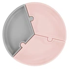Секционная тарелка Minikoioi Puzzle на присоске силиконовая розовый серый (101050058)