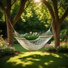 Гамак подвесной плетеный 185х91 см для дачи кемпинга белый PS-4590