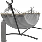 Гамак садовый двухместный с каркасом Gardlov XXL (250 кг) - Подвесной гамак 200х150 см с распорками и металлической рамой (Серый)