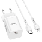 Мережевий зарядний пристрій HOCO N19 Rigorous charger Lightning Type-C 25W White
