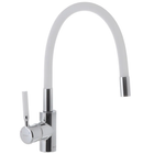 Змішувач для кухні MIXXUS PREMIUM RIO 011 REFL.WHITE з гнучким виливом (Колір нерж+вилив білий) (MI5814)