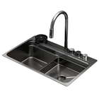 Мийка Zerix ZH7548-SET-03 Nano-Black з вбудованим змішувачем з нерж. сталі (ZM5577)