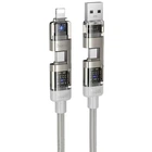 Дата кабель Hoco U151 4in1 Type-C to USB/Lightning 240W плетений 1.2м сірий
