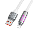 Кабель Hoco U136 Prize Lightning для зарядки и передачи данных с подсветкой силиконовый белый 2 4 А длина 1 2 м