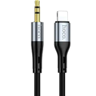 Кабель Hoco UPA22 Lightning для подключения iPhone iPad к наушникам и колонкам 1 метр черный силиконовый аудио кабель