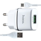 Мережевий зарядний пристрій Hoco C12Q Smart QC3.0 для смартфонів і планшетів зі швидким заряджанням 18 Вт USB Type-C