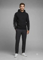 Худи на флисе H&M S Черно-белый 0784247_полоск на рук