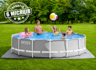Каркасний басейн Intex 26720 (107*427 см., об'єм: 12706 л., картриджний фільтр-насос 3785 л/год, драбина, тент, підстилка, серія: Prism Frame)
