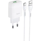 Адаптер мережевий Hoco C72Q Glorious charger set + кабель Type-C QC3.0 18W набір білий