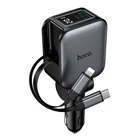 Адаптер автомобильный HOCO Z67A Triunfar car charger with dual Type-C/iP cable |1C/1A, 60W/3A, PD/QC