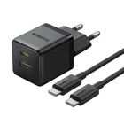 Мережевий зарядний пристрій Baseus Palm Type-C+USB Type-C cable 30W Black P1011160A113-01