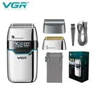 Електробритва VGR V-350 Silver шейвер подвійне лезо LED-дисплей водозахист 2 насадки