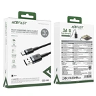 Кабель USB to Type-C ACEFAST C22-04 3A 1.2m Nylon Braid Black (Быстрый кабель для зарядки телефона, планшета, павербанка)