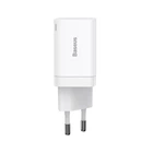 Мережевий зарядний пристрій Baseus Super Si Pro Quick Charger C+U 30W EU, Білий CCSUPP-E02