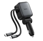 АЗУ Hoco Z67A Triunfar PD60W(1C1A)+Type-C/iP car charger with dual telescopic cable and digital display dark Black