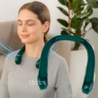 Вентилятор на шею портативный Neck Fan, аккумуляторный мини-вентилятор для охлаждения летом, беспроводной персональный шейный вентилятор-охладитель с 3 режимами скоростей и USB зарядкой Зеленый NFX-5-Green