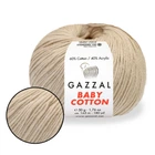 Пряжа Gazzal Cotton Baby, Бежевый №3446, 50 г/165 м, Газзал Беби Коттон хлопок с акрилом, демисезон, нить для вязания