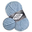 Alize Super Lana Maxi, Нежно-голубой №480 - толстая полушерстяная пряжа 100 г / 100 м, 25% шерсть / 75% акрил, для объемных изделий