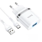 Мережевий зарядний пристрій HOCO N1 Ardent single port charger Type-C cable 12W White