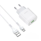 Мережевий зарядний пристрій HOCO C72Q Glorious single port charger Micro USB cable 18W White