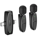 Микрофон петличный беспроводной Hoco L15 Lightning / USB C Black (2 pack) (6942007638623)