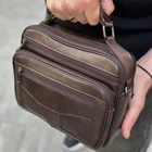 Чоловіча шкіряна сумка барсетка 23х19х7 месенджер через плече з коричневою ручкою BEXHILL 61881B