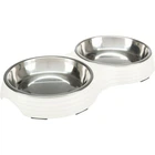 Миска Trixie подвійна меламінова зі сталевими чашами 2 х 200 мл/13 см, 27 х 3 х 14 см