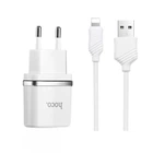 Мережевий зарядний пристрій Hoco C12 Smart Charger Lightning cable 12W White