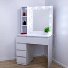 Beauty-столик Premium-класу, дзеркало з підсвіткою, розетка, телескопічні направляючі,160*90*50см, білий, MirrorRika