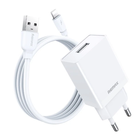 Мережевий зарядний пристрій Remax RP-U95 Kiddy 12 Вт USB-A з кабелем USB-A – micro-USB 1 м білий