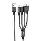 Кабель HOCO X76 4-in-1 Super charging cable (iP+iP+Type-C+Micro) Black (6931474767417)