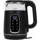 Електрочайник Adler AD 1305 black silver 1850-2200Вт/ 1.7л/ скло/ встановлення температури/