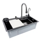 Кухонная мойка многофункциональная Zerix ZH7546-SET-07 DECOR NANO-BLACK со встроенным смесителем