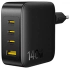 Зарядний пристрій Baseus USB/3xType-C PD 140W EnerFill FH11 GaN Black (E0121J00)