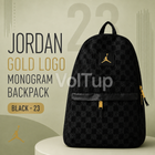 Городской рюкзак JORDAN Gold Logo Monogram Backpack Black, чёрный с монограммой 23 и передним карманом