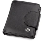 Жіночий гаманець ST Leather з натуральної шкіри чорний маленький вертикальний для карт на кнопці з монетницею 9 5х11х3 см 56520