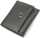Женский мини кошелек ST Leather зеленый из натуральной кожи тройного сложения с монетницей для карт 55567