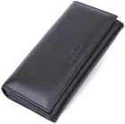 Женский кожаный кошелек ST Leather черный большой горизонтальный 4 отделения с монетницей для карт 55549