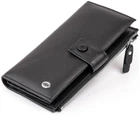 Жіночий гаманець ST Leather з натуральної шкіри чорний вертикальний для карт на хлястику з кнопкою 19х9х1 7 см 56542