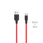 Кабель HOCO X21 USB to Type-C 2A, 1m, silicone, TPE connectors, Black+Red
