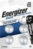 Батарейка литиевая Energizer 2032 Ultimate Lithium, CR2032, 3V, блистер 4шт