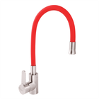Смеситель для кухни Zerix LR74004-1 с красным гибким изливом (LL1476)