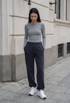 Женские спортивные штаны стаф темно-серые на флисе с логотипом Staff ki dark gray logo fleece XXS (404448)