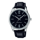 Мужские часы Casio MTP-V005L-1B кожаный ремешок чёрный циферблат