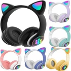 Детские беспроводные наушники с кошачьими ушками с подсветкой CAT STN-28 Bluetooth светящиеся кошачьи ушки
