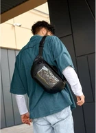 Большая мужская поясная сумка бананка из экокожи Sambag DynamicDart черная городская 61058